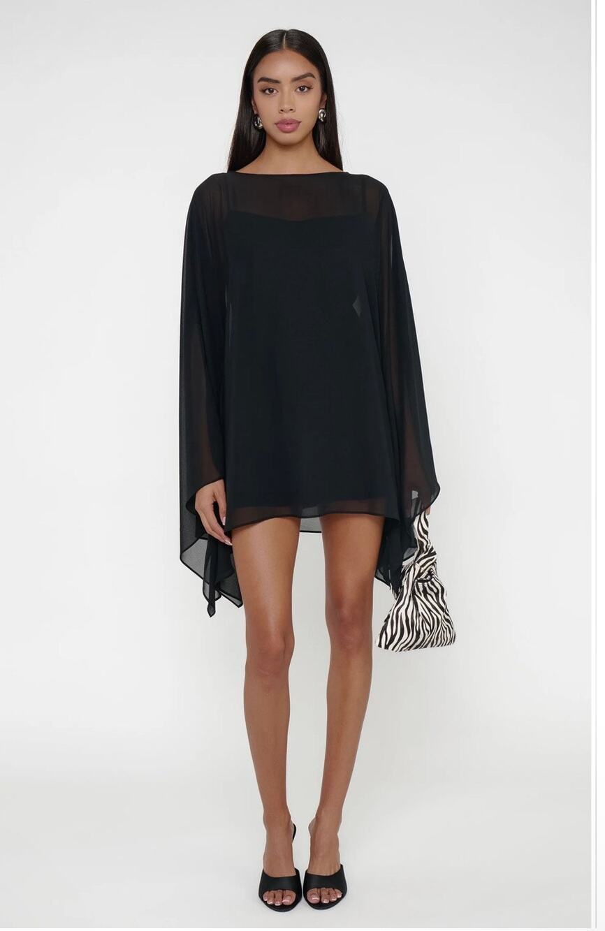 Show Me Your Mumu Olsen Mini Dress Black Chiffon Size Medium